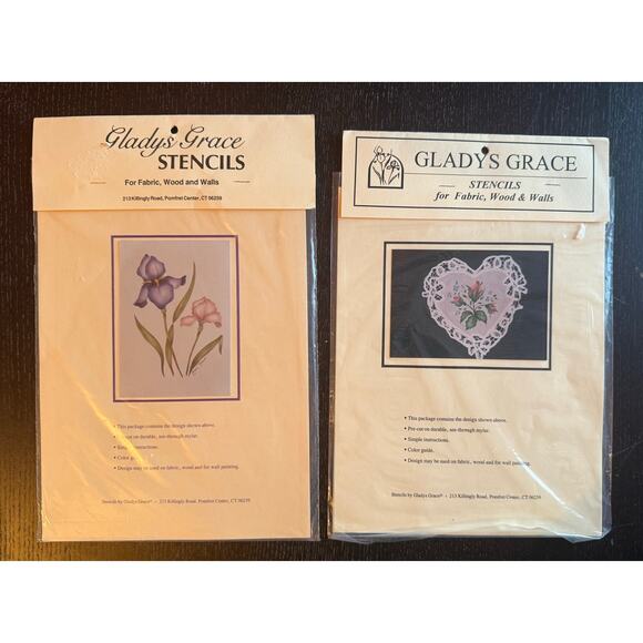 Lot of Gladys Grace Stencils Floral Roses Butterflies Painting Fabric Wood Craft - Picture 2 of 8